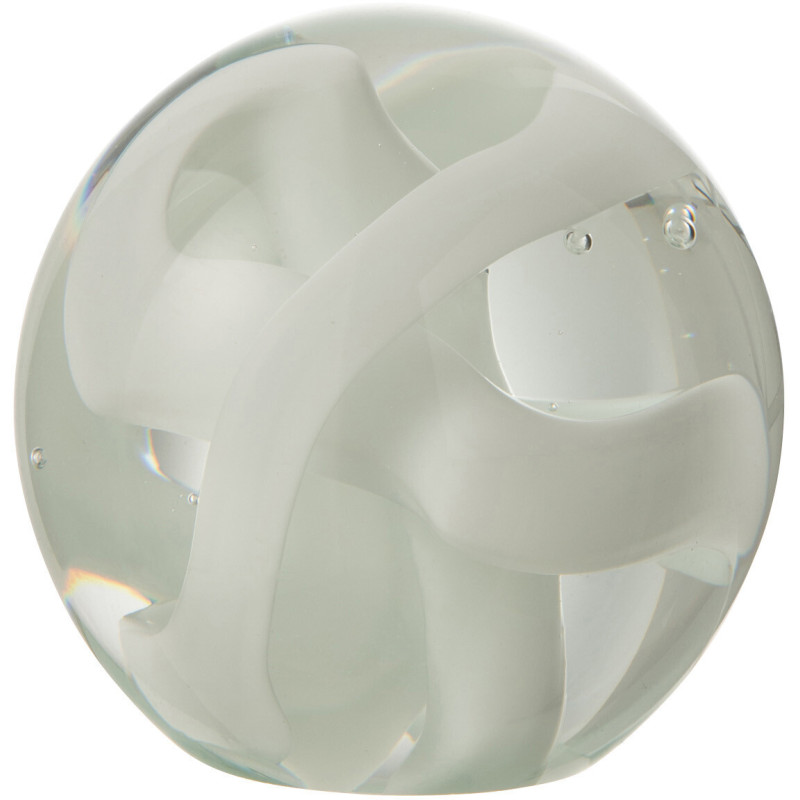 Sulfure Ronde Ruban Ribbon en Verre Blanc 8 cm - 1