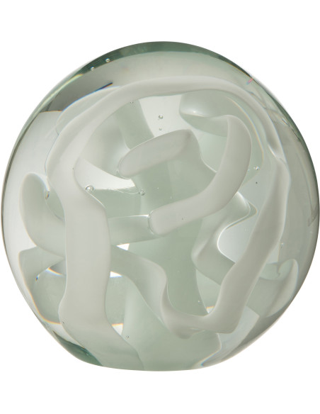 Sulfure Ronde XL Ruban Ribbon en Verre Blanc 12 cm - 1