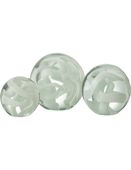 Sulfure Ronde XL Ruban Ribbon en Verre Blanc 12 cm - 2