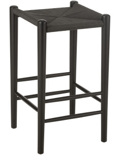 Tabouret de bar moderne en Bois de hêtre Corde Noir Orient - 1