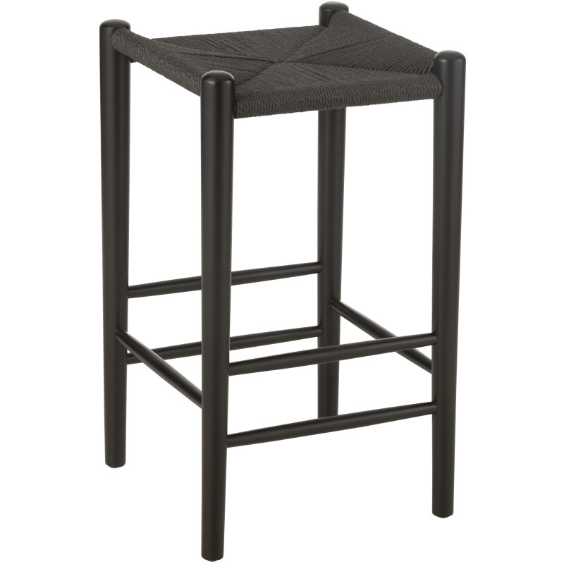 Tabouret de bar moderne en Bois de hêtre Corde Noir Orient - 1