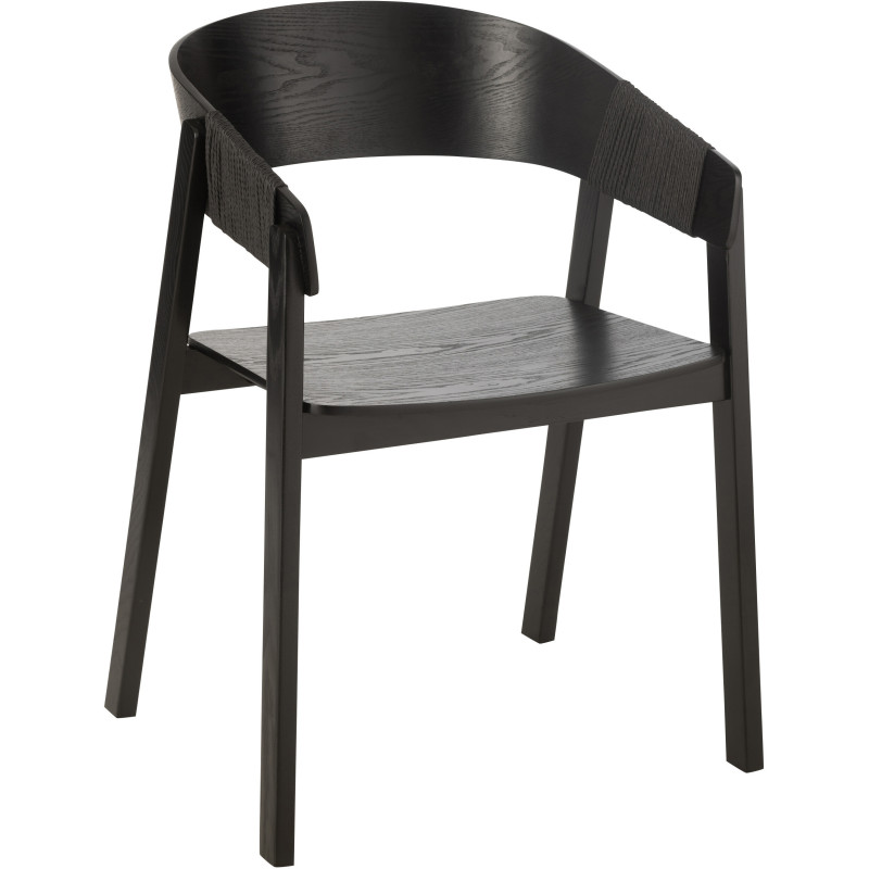 Fauteuil de table moderne en Bois de frêne Corde Noir Naga - 1