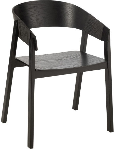 Fauteuil de table moderne en Bois de frêne Corde Noir Naga - 1