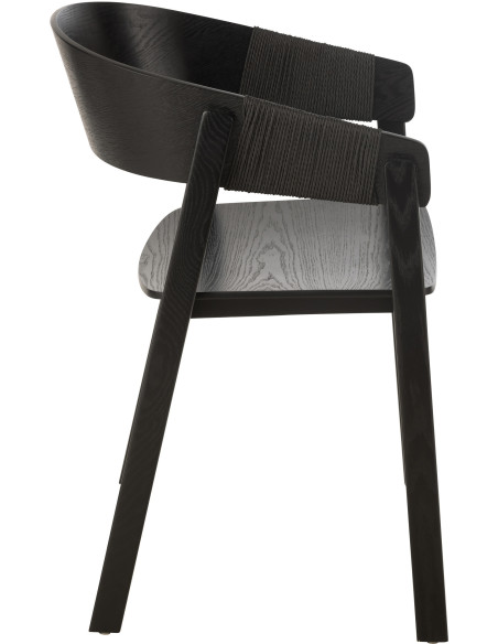 Fauteuil de table moderne en Bois de frêne Corde Noir Naga - 3