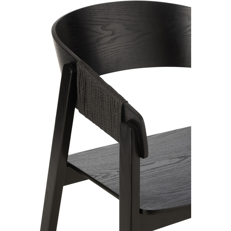 Fauteuil de table moderne en Bois de frêne Corde Noir Naga - 8