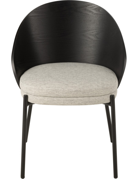 Chaise design en Tissu Gris Bois Métal Noir Lone - 2