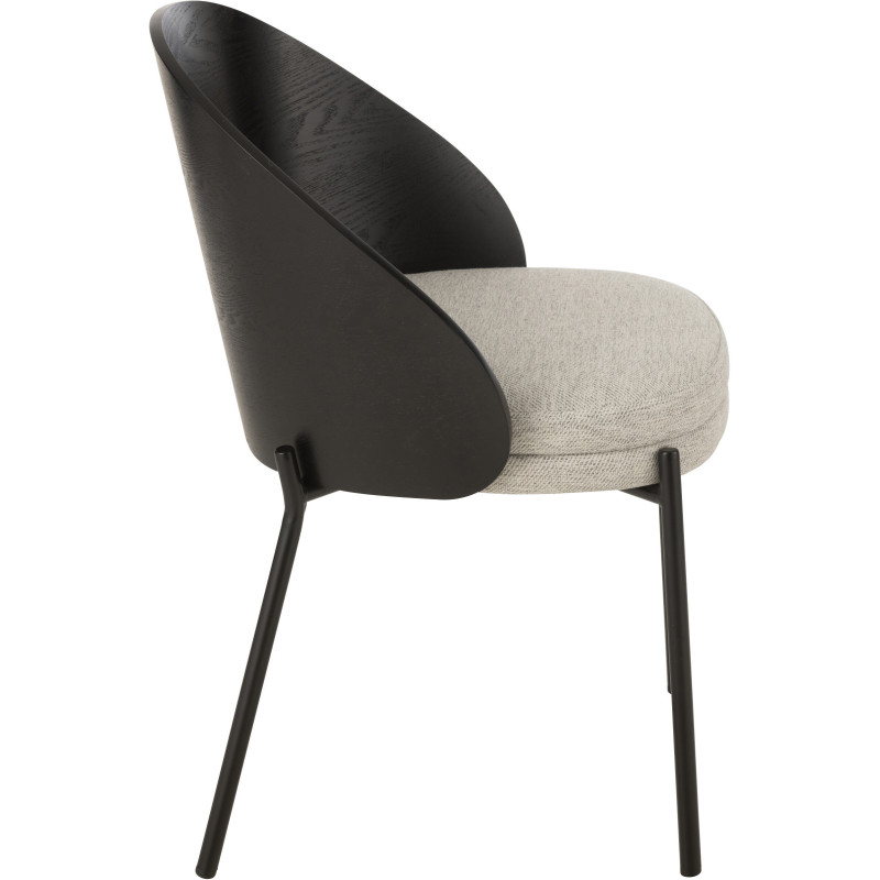Chaise design en Tissu Gris Bois Métal Noir Lone - 3