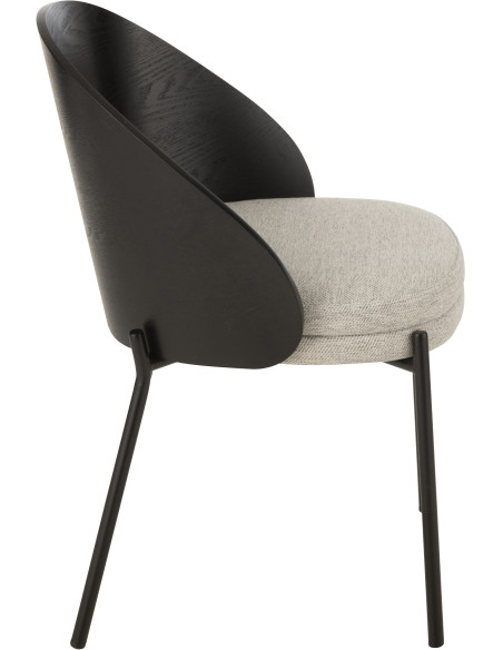 Chaise design en Tissu Gris Bois Métal Noir Lone - 3