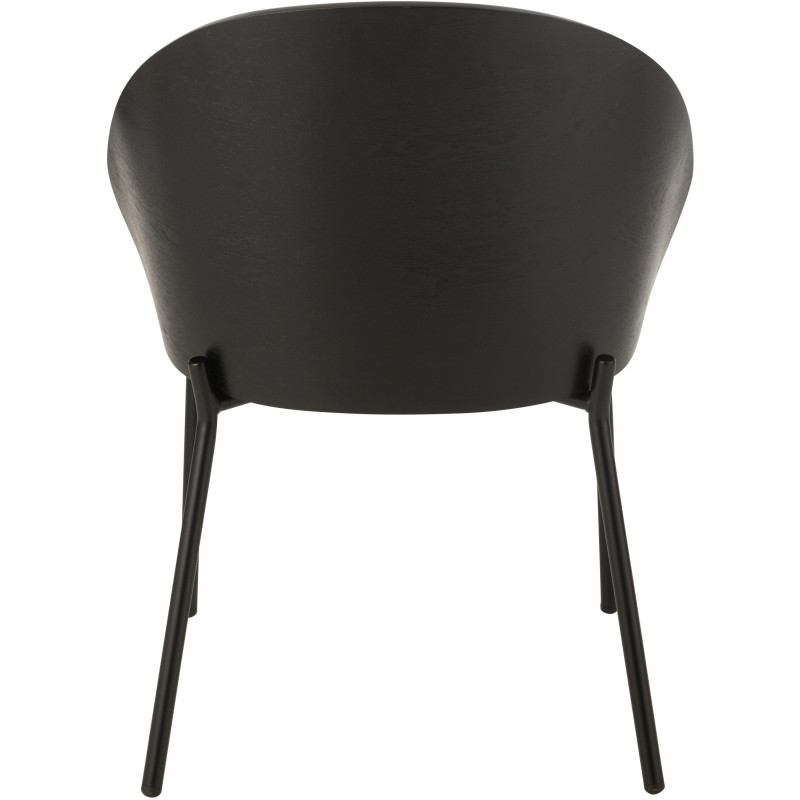 Chaise design en Tissu Gris Bois Métal Noir Lone - 4