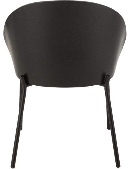 Chaise design en Tissu Gris Bois Métal Noir Lone - 4