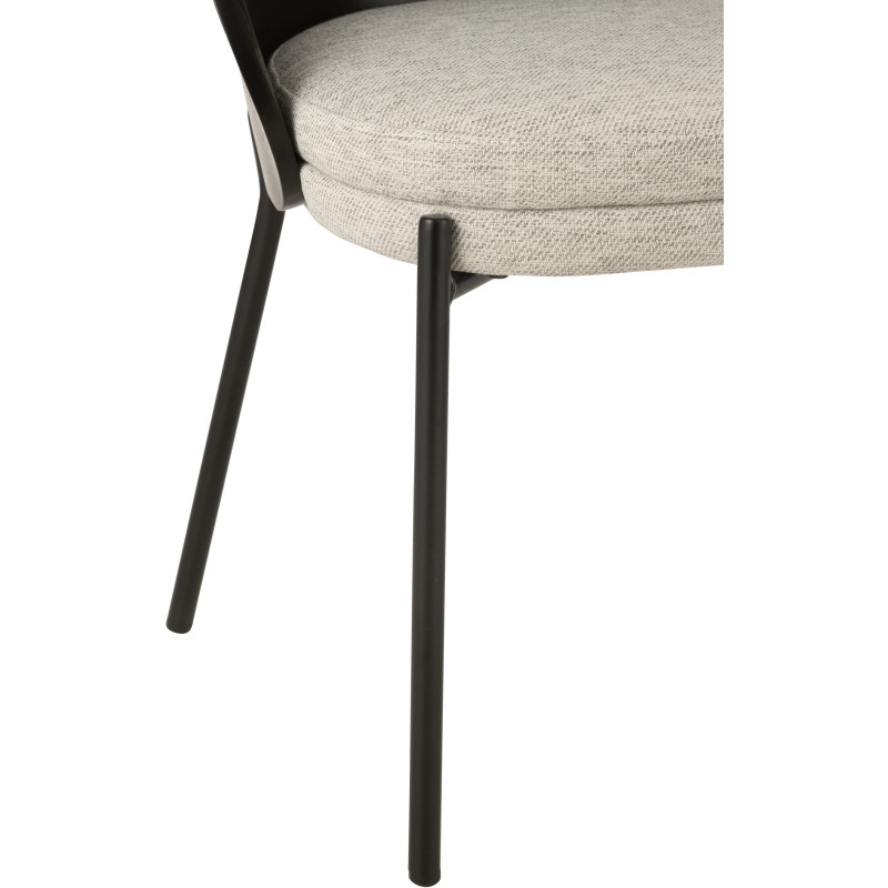Chaise design en Tissu Gris Bois Métal Noir Lone - 5