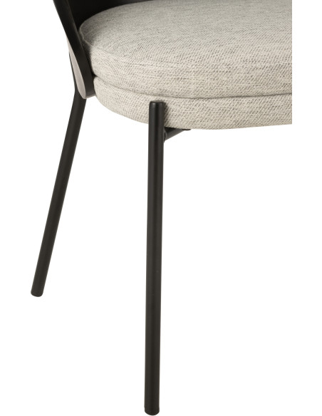 Chaise design en Tissu Gris Bois Métal Noir Lone - 5