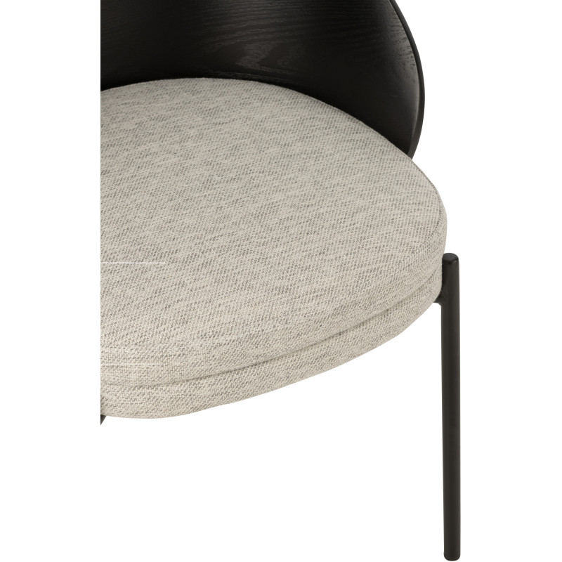 Chaise design en Tissu Gris Bois Métal Noir Lone - 6