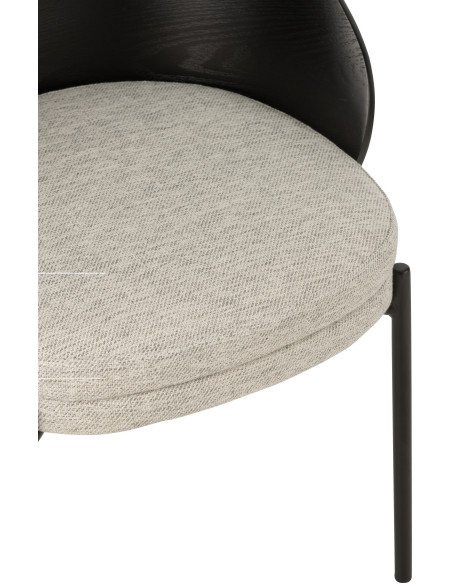 Chaise design en Tissu Gris Bois Métal Noir Lone - 6