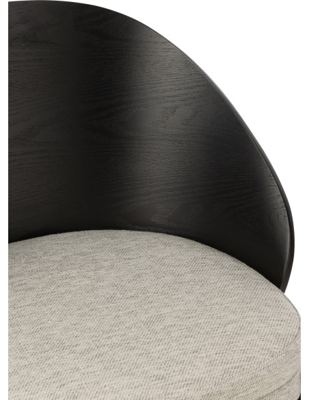 Chaise design en Tissu Gris Bois Métal Noir Lone - 7