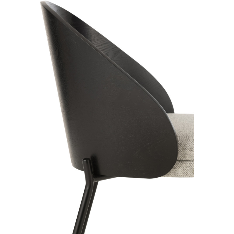 Chaise design en Tissu Gris Bois Métal Noir Lone - 8