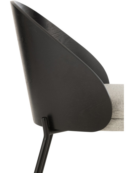 Chaise design en Tissu Gris Bois Métal Noir Lone - 8