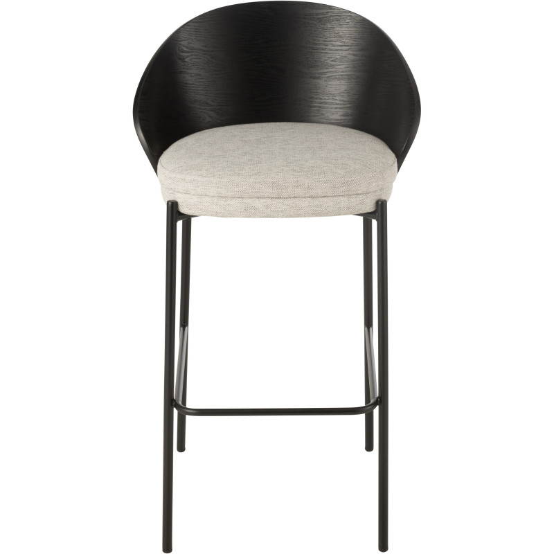 Tabouret de bar design en Tissu Gris Bois Métal Noir Lone - 3