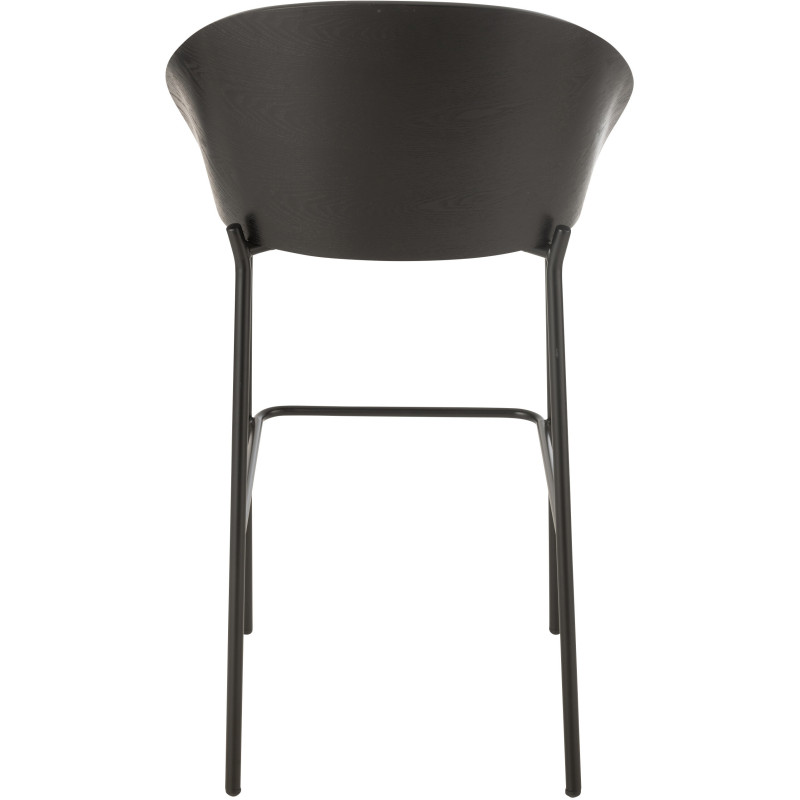 Tabouret de bar design en Tissu Gris Bois Métal Noir Lone - 5