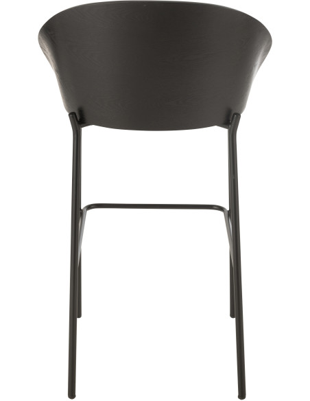 Tabouret de bar design en Tissu Gris Bois Métal Noir Lone - 5