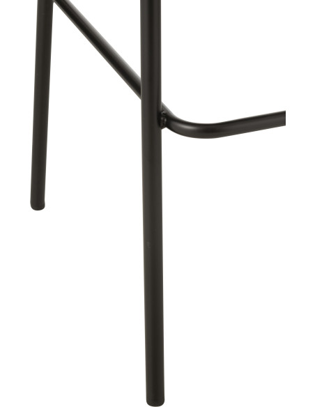 Tabouret de bar design en Tissu Gris Bois Métal Noir Lone - 6