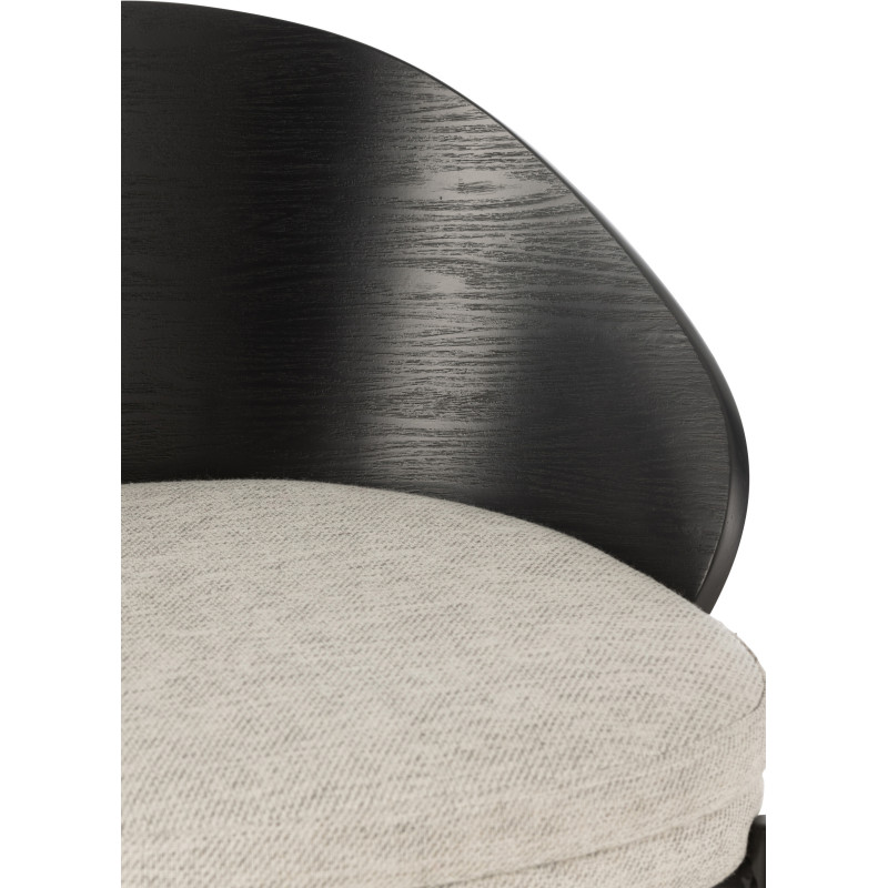 Tabouret de bar design en Tissu Gris Bois Métal Noir Lone - 8