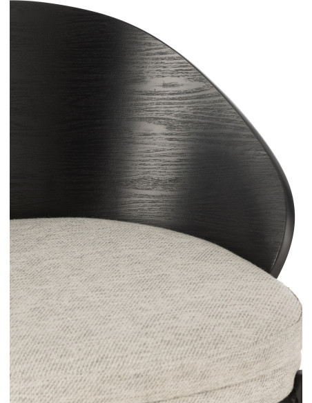 Tabouret de bar design en Tissu Gris Bois Métal Noir Lone - 8