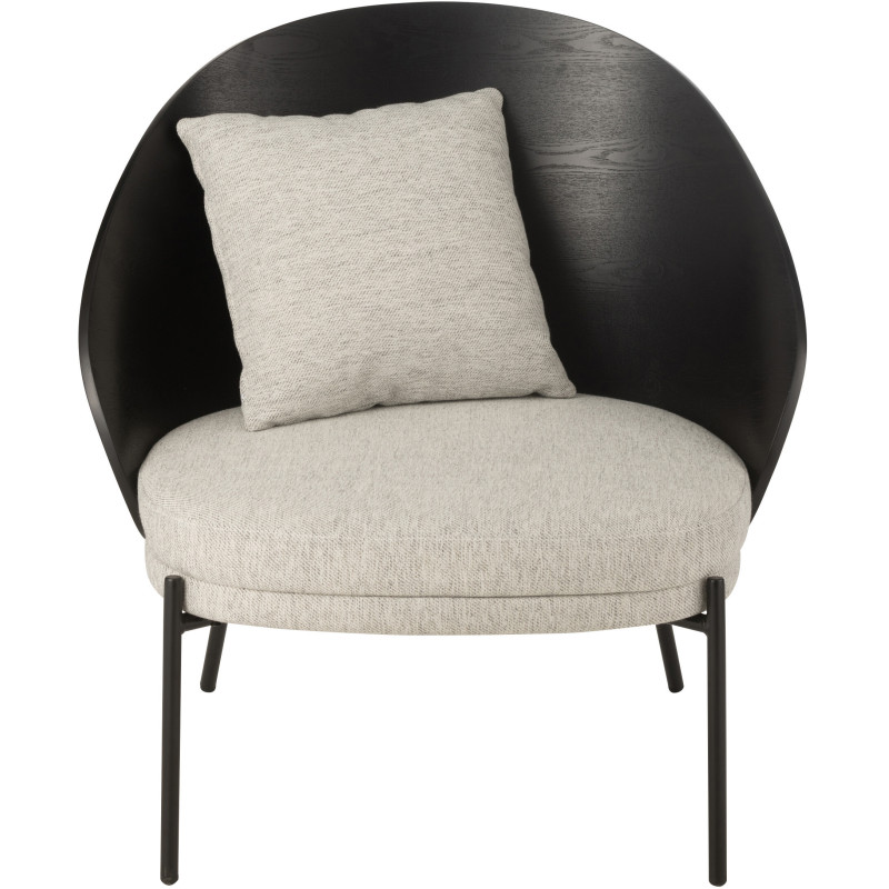 Fauteuil lounge en Tissu Gris Bois Métal Noir Lone - 2
