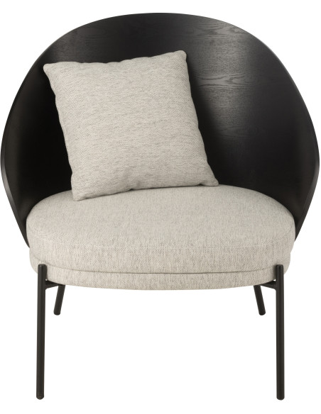 Fauteuil lounge en Tissu Gris Bois Métal Noir Lone - 2