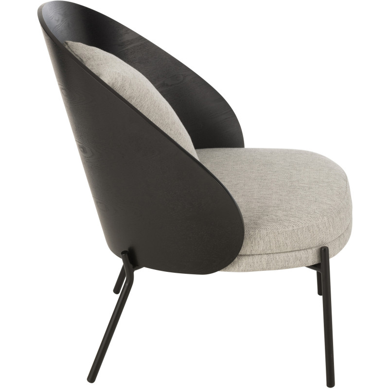 Fauteuil lounge en Tissu Gris Bois Métal Noir Lone - 3