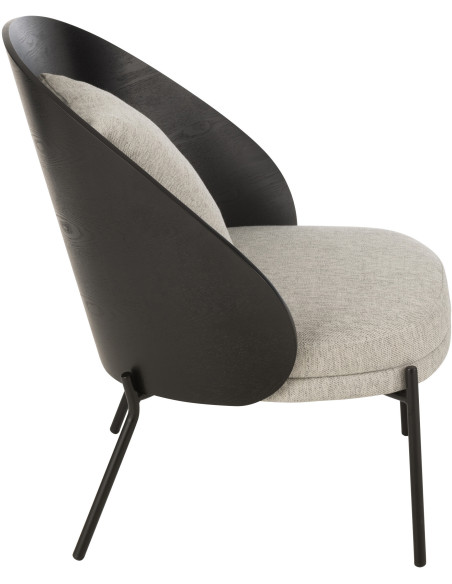 Fauteuil lounge en Tissu Gris Bois Métal Noir Lone - 3