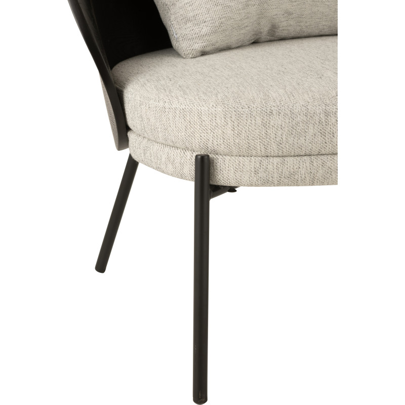 Fauteuil lounge en Tissu Gris Bois Métal Noir Lone - 5