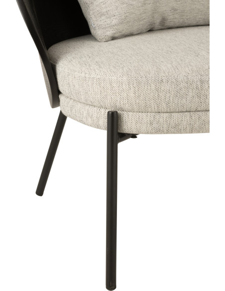 Fauteuil lounge en Tissu Gris Bois Métal Noir Lone - 5