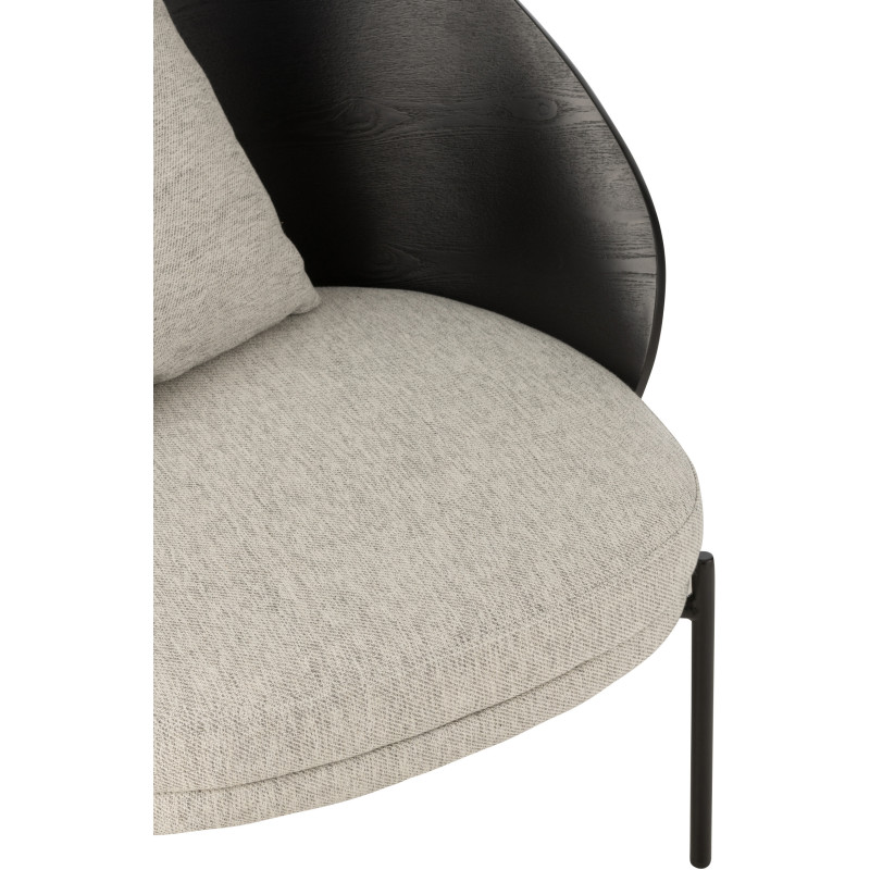 Fauteuil lounge en Tissu Gris Bois Métal Noir Lone - 6