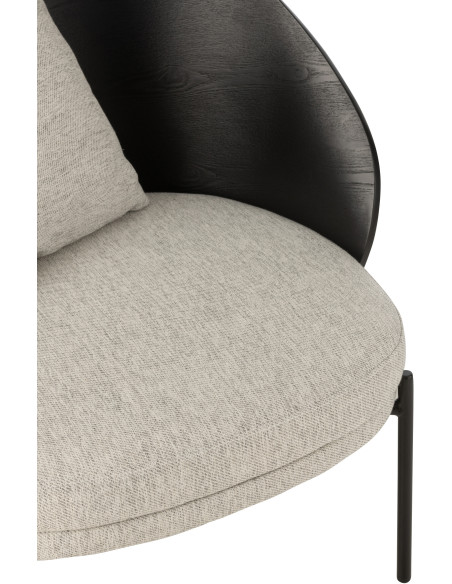 Fauteuil lounge en Tissu Gris Bois Métal Noir Lone - 6