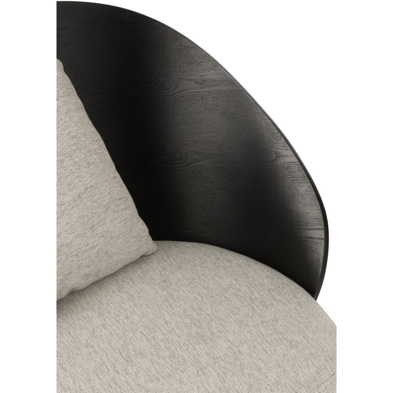Fauteuil lounge en Tissu Gris Bois Métal Noir Lone - 7