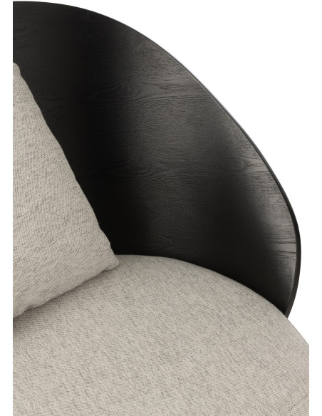 Fauteuil lounge en Tissu Gris Bois Métal Noir Lone - 7