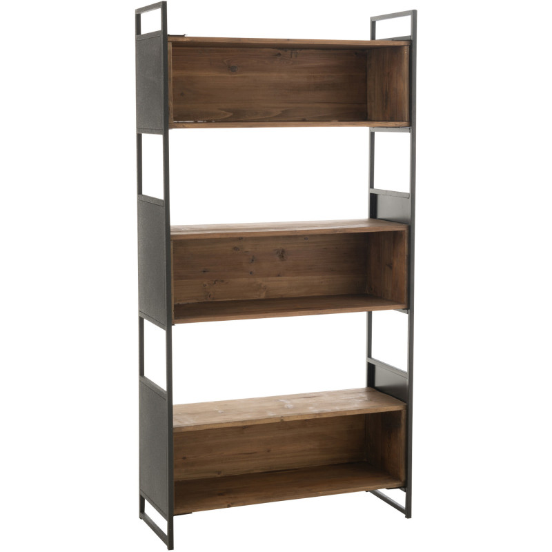 Bibliothèque moderne 6 étagères en Bois recyclé Naturel Métal Noir Frylen - 1