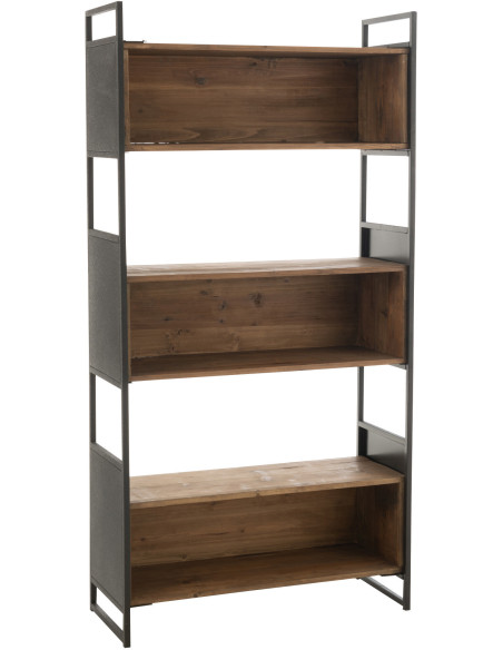 Bibliothèque moderne 6 étagères en Bois recyclé Naturel Métal Noir Frylen - 1
