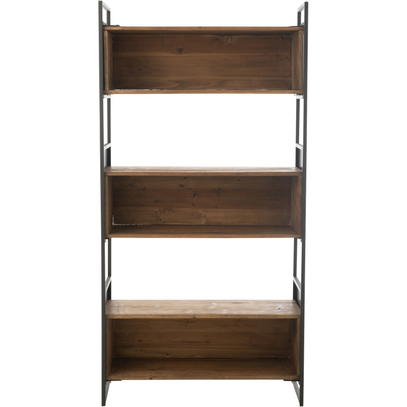 Bibliothèque moderne 6 étagères en Bois recyclé Naturel Métal Noir Frylen - 3