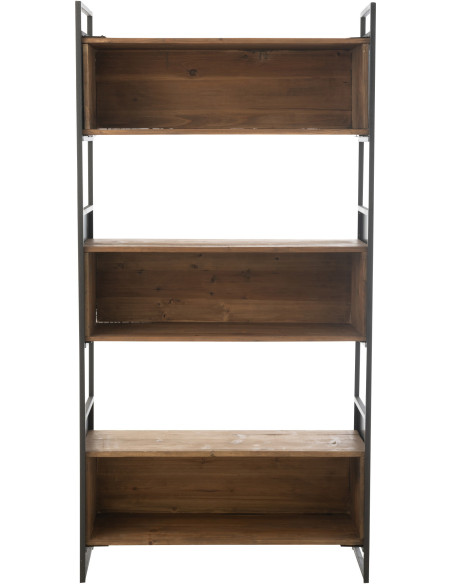 Bibliothèque moderne 6 étagères en Bois recyclé Naturel Métal Noir Frylen - 3