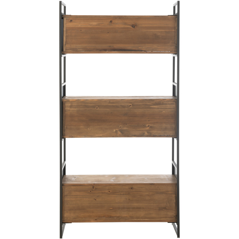 Bibliothèque moderne 6 étagères en Bois recyclé Naturel Métal Noir Frylen - 5