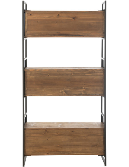 Bibliothèque moderne 6 étagères en Bois recyclé Naturel Métal Noir Frylen - 5