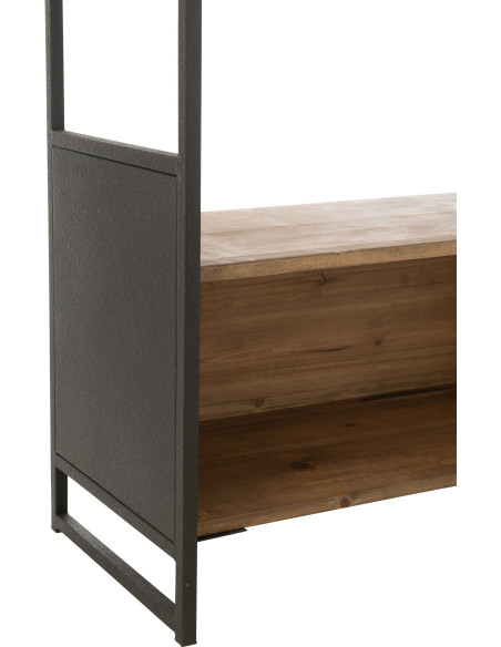 Bibliothèque moderne 6 étagères en Bois recyclé Naturel Métal Noir Frylen - 6