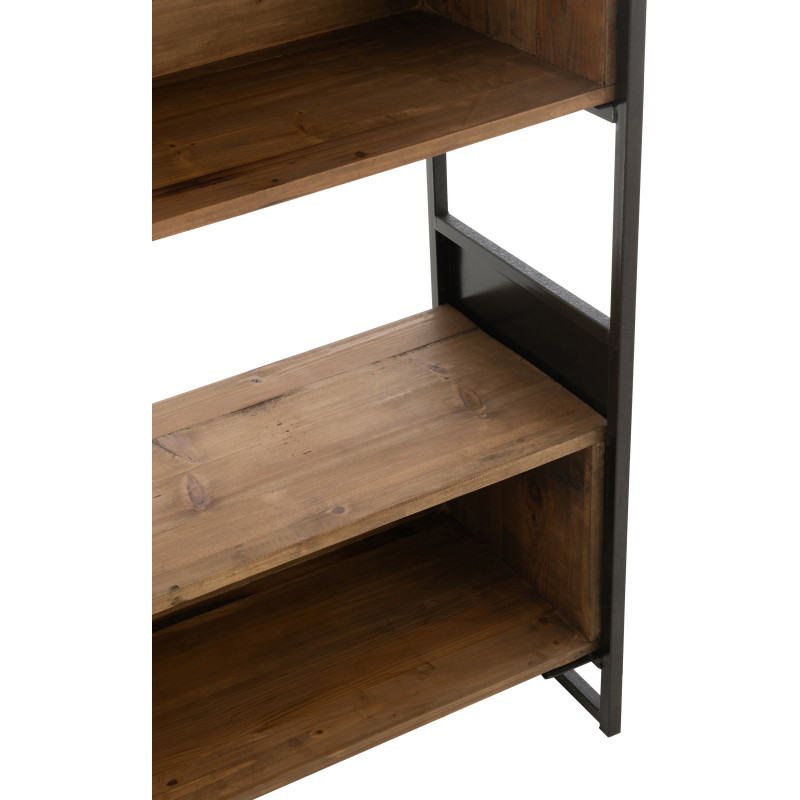 Bibliothèque moderne 6 étagères en Bois recyclé Naturel Métal Noir Frylen - 7