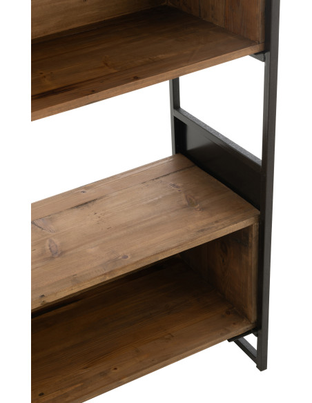 Bibliothèque moderne 6 étagères en Bois recyclé Naturel Métal Noir Frylen - 7
