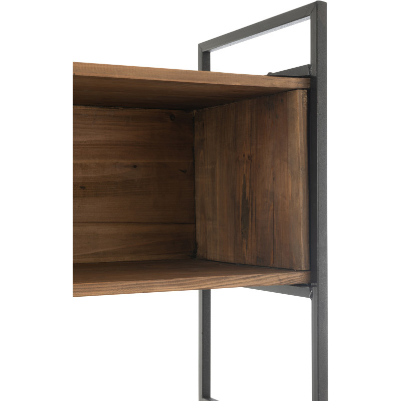 Bibliothèque moderne 6 étagères en Bois recyclé Naturel Métal Noir Frylen - 8