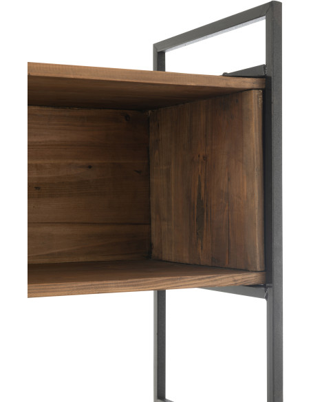Bibliothèque moderne 6 étagères en Bois recyclé Naturel Métal Noir Frylen - 8