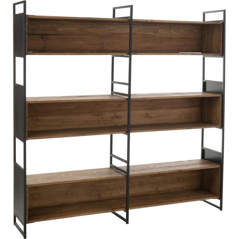 Grande bibliothèque moderne 6 étagères en Bois recyclé Naturel Métal Noir Frylen - 1