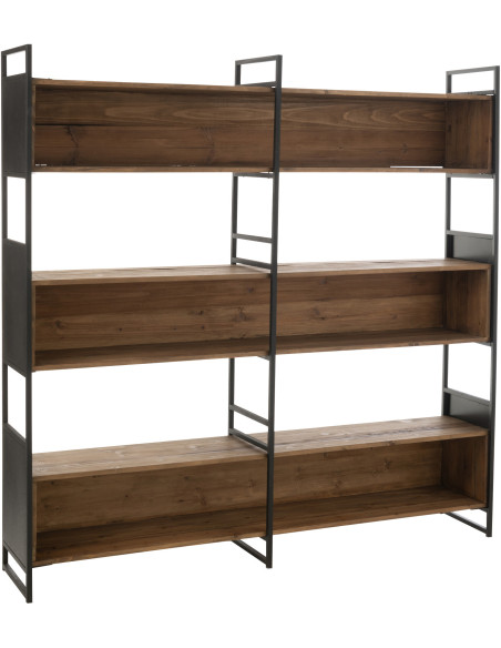 Grande bibliothèque moderne 6 étagères en Bois recyclé Naturel Métal Noir Frylen - 1